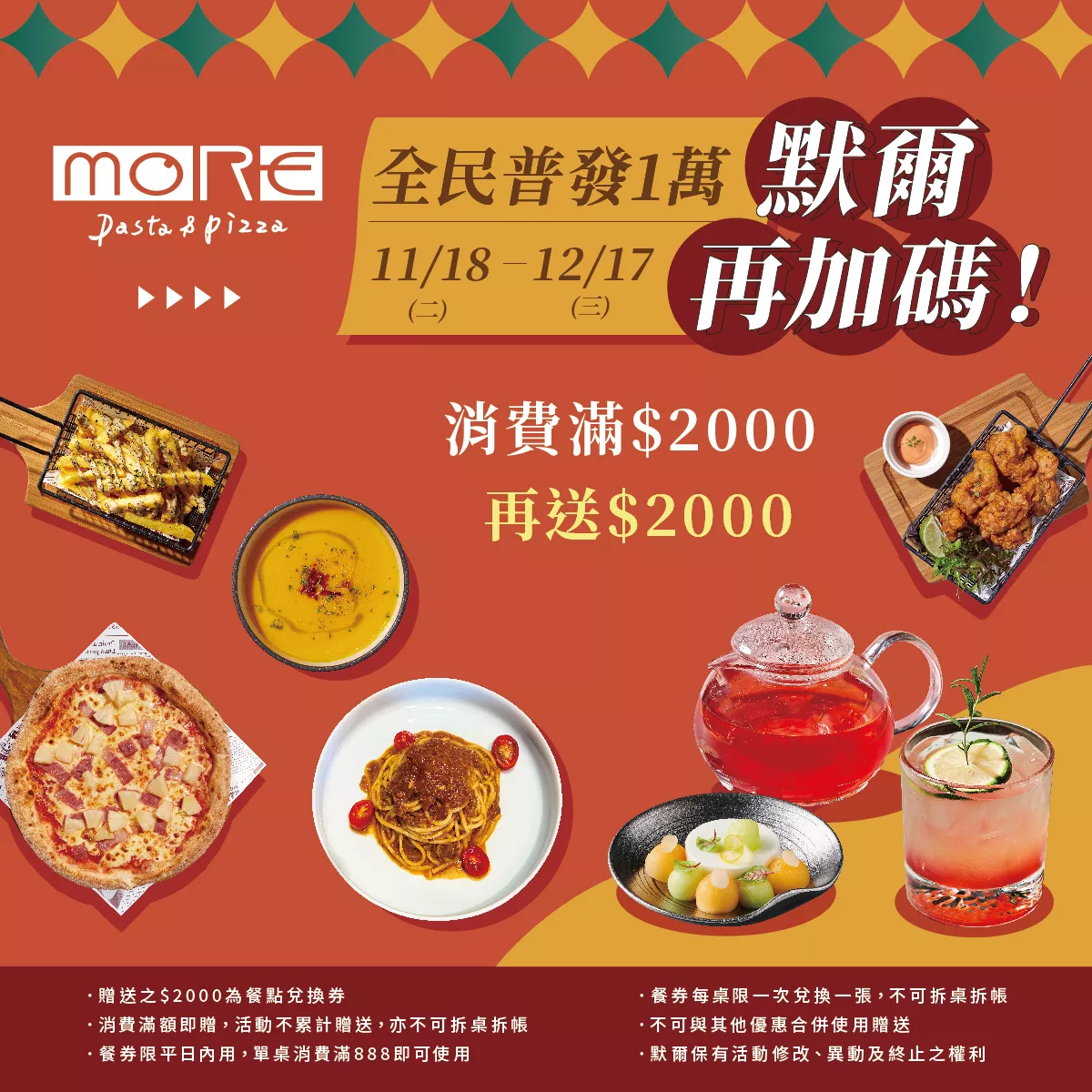 11/18-12/17消費滿$2000再送$2000